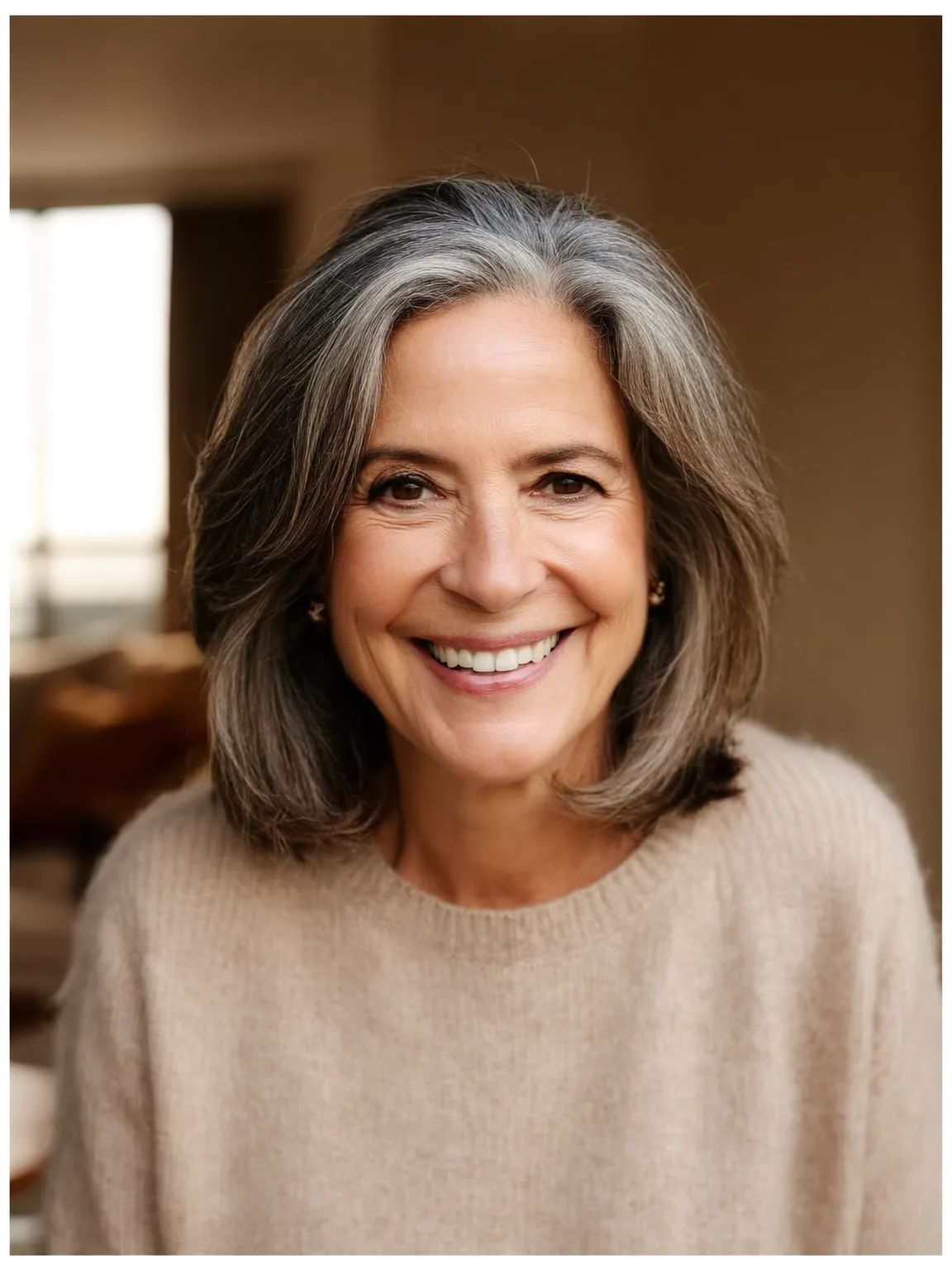 Silver Ash Layered Bob with Straight Texture